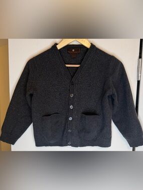 Toscano Merino Wool Cardigan Youth Large Gray Made in Italy